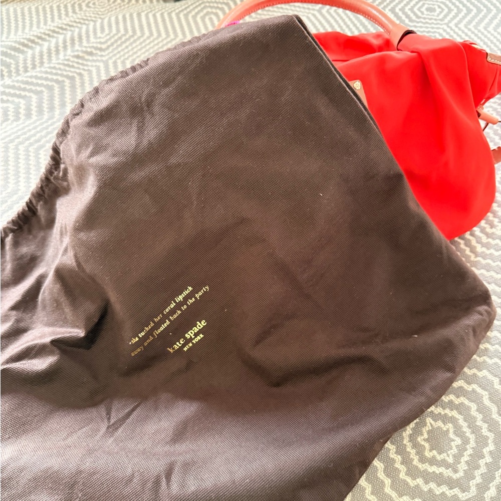 Kate Spade Nylon Orange Tote with Tan Leather Accents - Picture 15 of 15